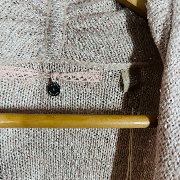 NEW! Knitted & Knotted Metallic Thread Cardigan Open Front Pink - S - Picture 5 of 8